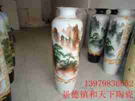 陶瓷大花瓶 中国红陶瓷大花瓶 手绘大花瓶